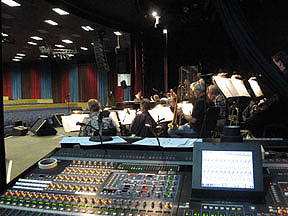 stage soundboard and orchestra